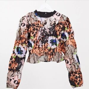 Multicolor Patterned Women's Top size 8
